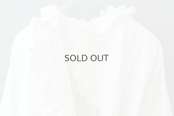 画像7: 再入荷!! ブロード レースピンタックスタンドブラウス (WH)