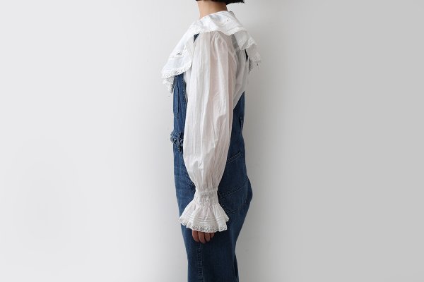 画像17: 80ボイル レースピンタックラッフルケープ衿ブラウス (WH)