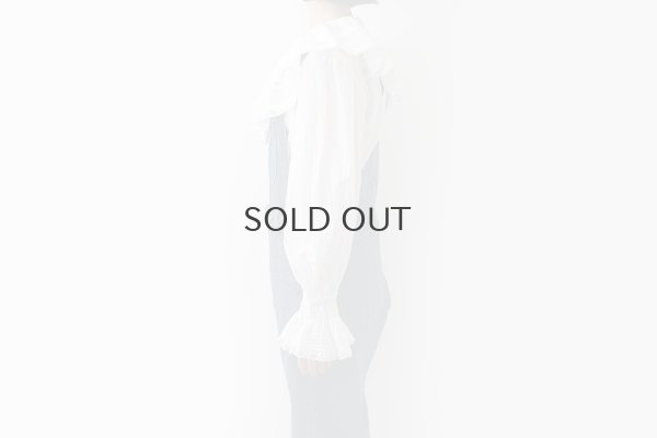 画像17: 80ボイル レースピンタックラッフルケープ衿ブラウス (WH)