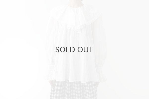 画像11: 80ボイル レースピンタックラッフルケープ衿ブラウス (WH)