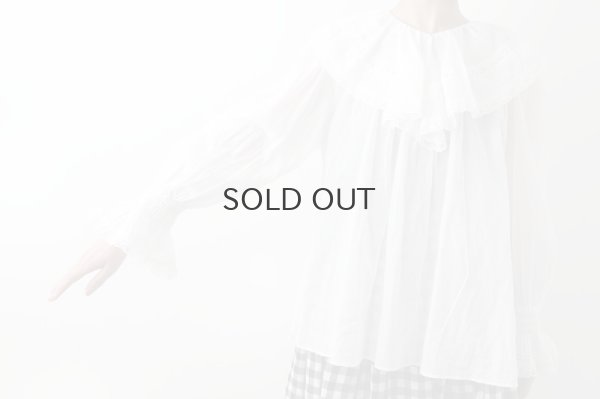 画像14: 80ボイル レースピンタックラッフルケープ衿ブラウス (WH)
