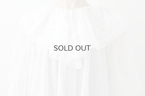 画像15: 80ボイル レースピンタックラッフルケープ衿ブラウス (WH)