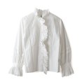 再入荷!! ブロード レースピンタックスタンドブラウス (WH)