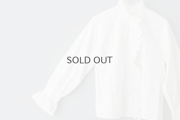 画像4: 再入荷!! ブロード レースピンタックスタンドブラウス (WH)