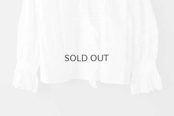 画像9: 再入荷!! ブロード レースピンタックスタンドブラウス (WH)