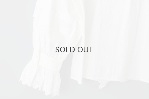 画像10: 再入荷!! ブロード レースピンタックスタンドブラウス (WH)