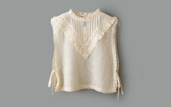 画像1: コットンメッシュ レースノースリーブブラウス (IV)