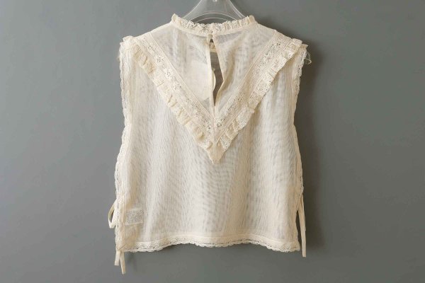 画像2: コットンメッシュ レースノースリーブブラウス (IV)
