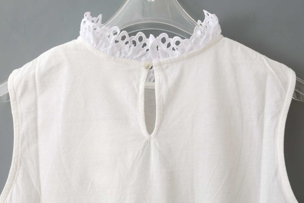 画像7: 30/-天竺 レース襟ノースリインナー(WH)