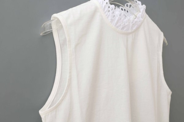 画像4: 30/-天竺 レース襟ノースリインナー(WH)