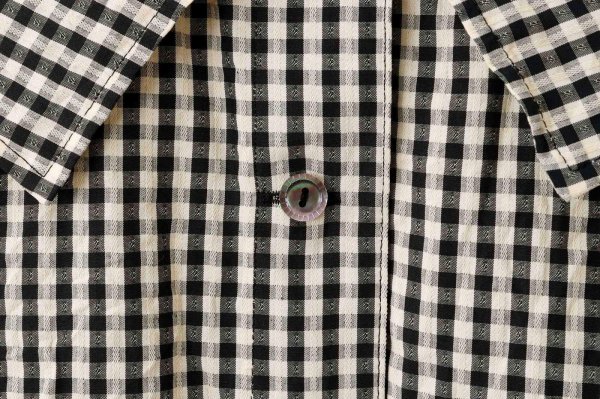 画像5: ドビーギンガム 5分袖ショート前あきブラウス (BK)