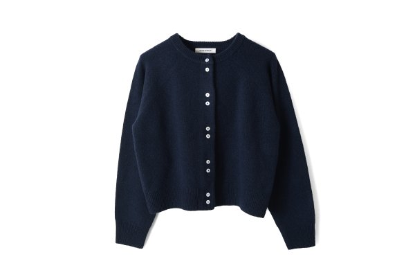 画像1: 2/15ラムウール 2つ釦カーディガン (NV)