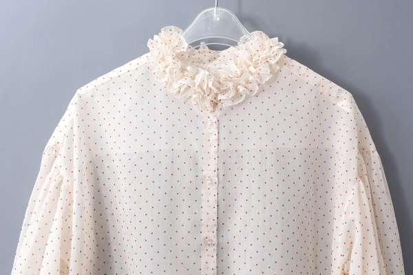 画像4: シアードットプリント 2段フリル襟ブラウス