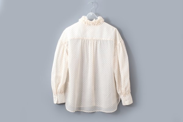 画像2: シアードットプリント 2段フリル襟ブラウス