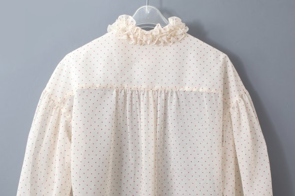 画像7: シアードットプリント 2段フリル襟ブラウス