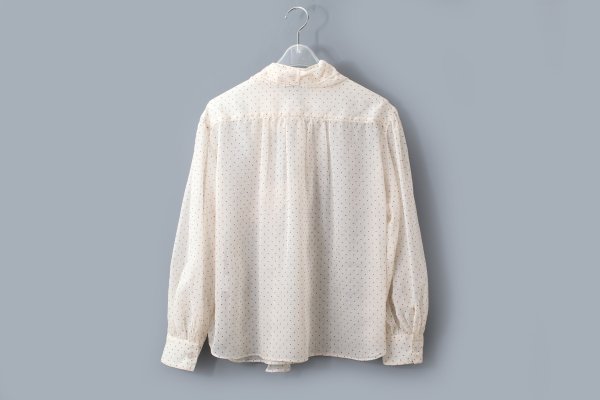 画像2: シアードットプリント ボウタイブラウス