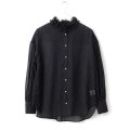 SALE15%OFF!! シアードットプリント 2段フリル襟ブラウス  (BK)