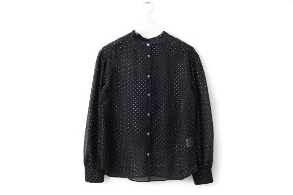 画像12: SALE15％OFF‼︎ シアードットプリント ボウタイブラウス (BK)
