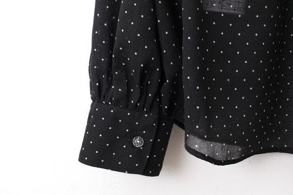 画像11: SALE15％OFF‼︎ シアードットプリント ボウタイブラウス (BK)