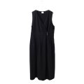 リネン / コットン ナチュラルトリプルワッシャー apron ワンピース (BK)