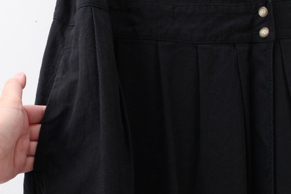 画像6: リネン / コットン ナチュラルトリプルワッシャー apron ワンピース (BK)