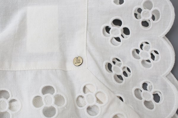 画像4: コットンリネンキャンバス フラワーカットワーク スクエア付け襟