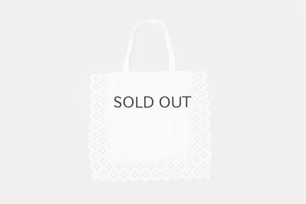 画像1: コットンリネンキャンバス フラワーカットワーク トートBAG