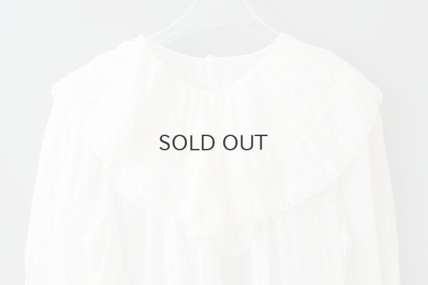 画像4: 80ボイル レースピンタックラッフルケープ衿ブラウス (WH)