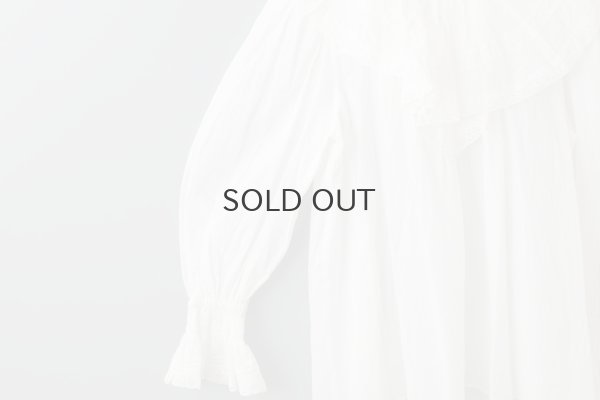 画像5: 80ボイル レースピンタックラッフルケープ衿ブラウス (WH)