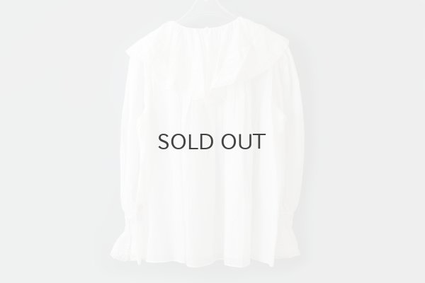 画像3: 80ボイル レースピンタックラッフルケープ衿ブラウス (WH)