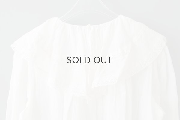 画像7: 80ボイル レースピンタックラッフルケープ衿ブラウス (WH)