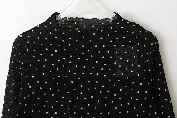 画像3: ストレッチシアサッカードット ボトルネック長袖プルオーバー (BK)