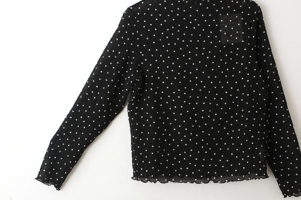 画像5: ストレッチシアサッカードット ボトルネック長袖プルオーバー (BK)