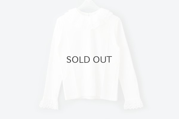 画像2: 【再入荷予約:1月中旬】30/-天竺 ティアードコットンレースプルオーバー (WH)