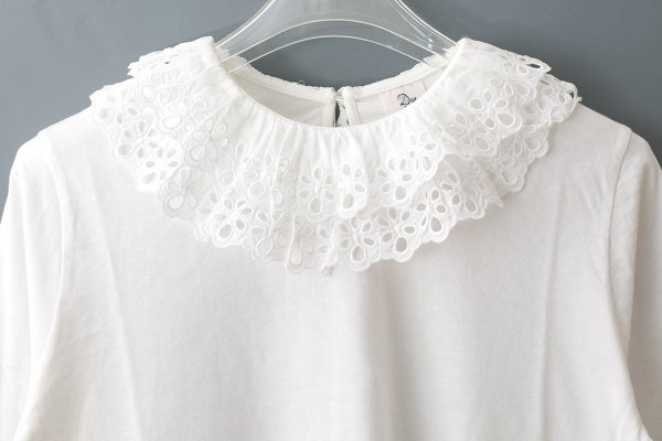 画像4: 30/-天竺 ティアードコットンレースプルオーバー (WH)