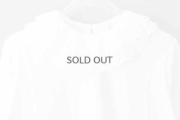 画像4: 【再入荷予約:1月中旬】30/-天竺 ティアードコットンレースプルオーバー (WH)