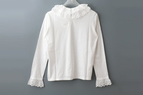 画像3: 30/-天竺 ティアードコットンレースプルオーバー (WH)