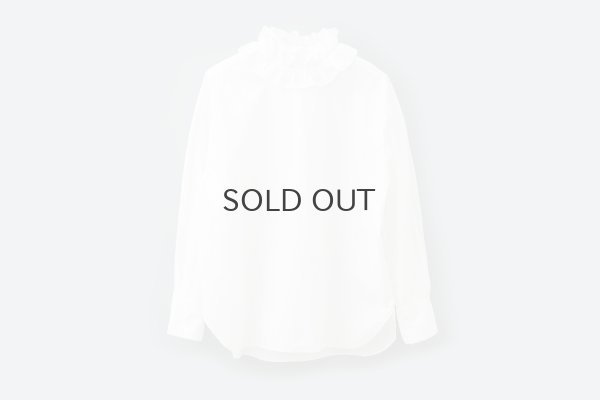 画像1: ワッシャータイプライター フリルカラーシャツ (WH)