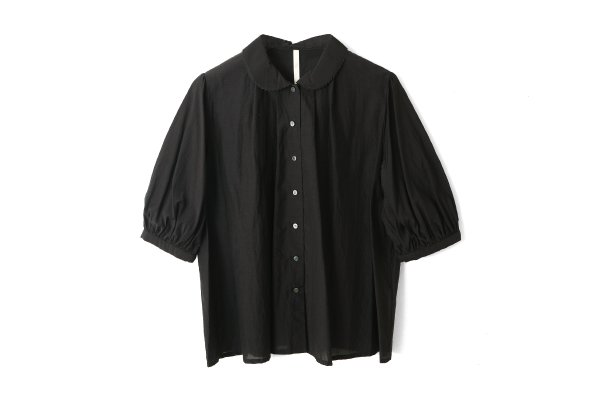 画像1: Cotton cupra washer Daisy blouse (BK)