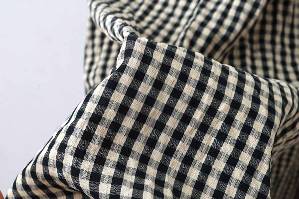 画像5: ドビーギンガム 裾フリルイージーパンツ (BK)