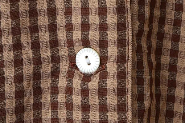 画像6: ドビーギンガム 5分袖ショート前あきブラウス (BR)