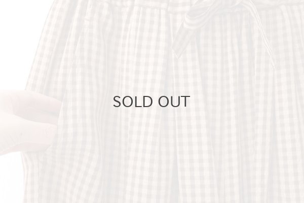 画像4: ドビーギンガム 裾フリルイージーパンツ (BR)