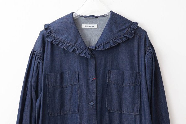 画像3: ライトオンスデニム フリルセーラージャンプスーツ (NV)