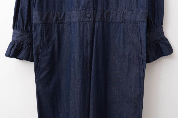 画像7: ライトオンスデニム フリルセーラージャンプスーツ (NV)