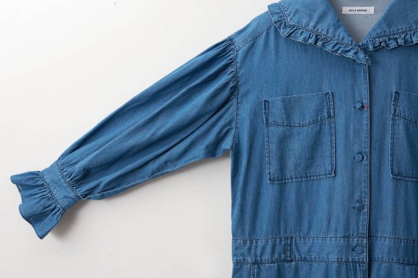 画像5: ライトオンスデニム フリルセーラージャンプスーツ (BL)