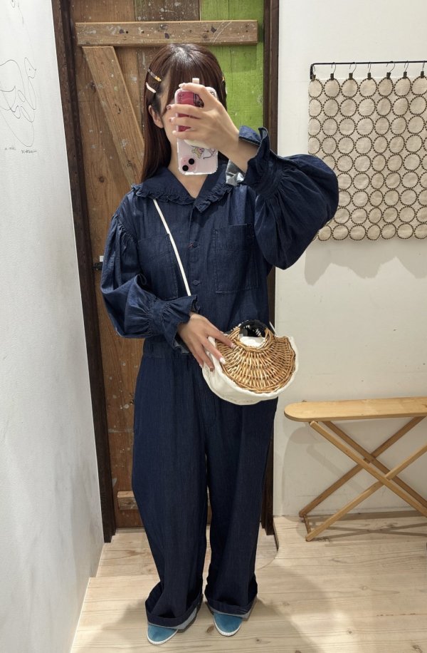 画像13: ライトオンスデニム フリルセーラージャンプスーツ (NV)