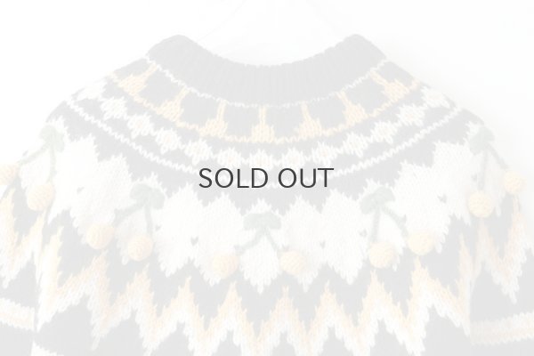 画像9: ネパールハンドニット 求心さくらんぼ刺繍カーディガン (BK)