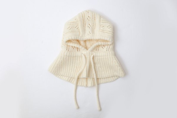 画像2: 1/3Wool 透かし編み フード (IV)