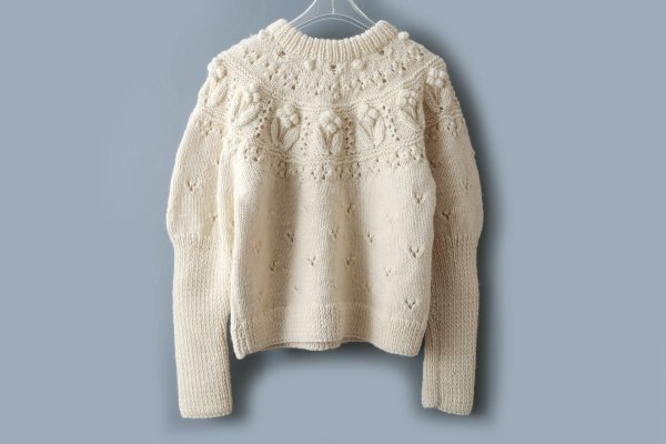 画像2: ネパールギルボックス 求心もよう編みプルオーバー (IV)