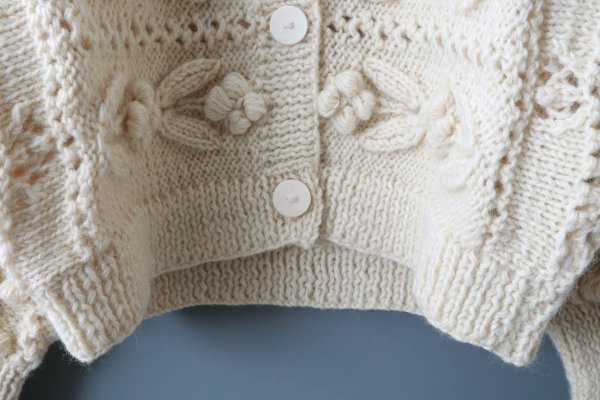 画像6: ネパールギルボックス もよう編みショートカーディガン (IV)